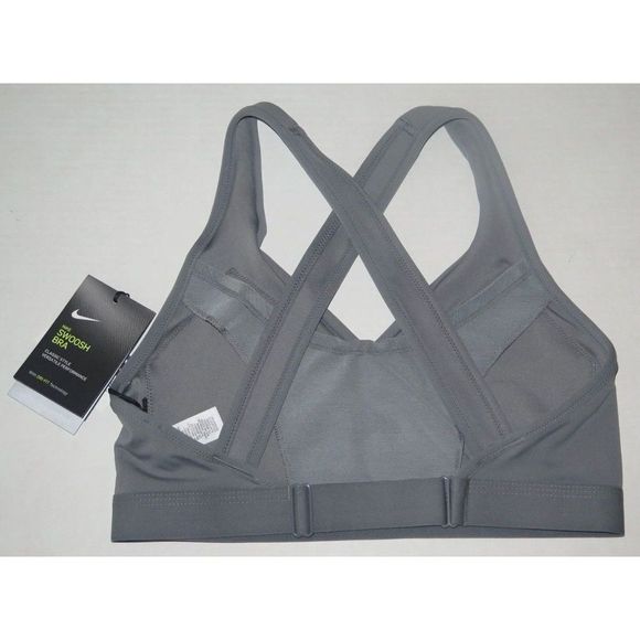 Nike CQ9289 084 Women's Sz M Gray Dri-Fit Medium Support Padded Sports Bra - Picture 2 of 3